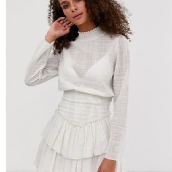 ASOS Design High Neck Shirred Waist Mini Dress NWT - Picture 5 of 8